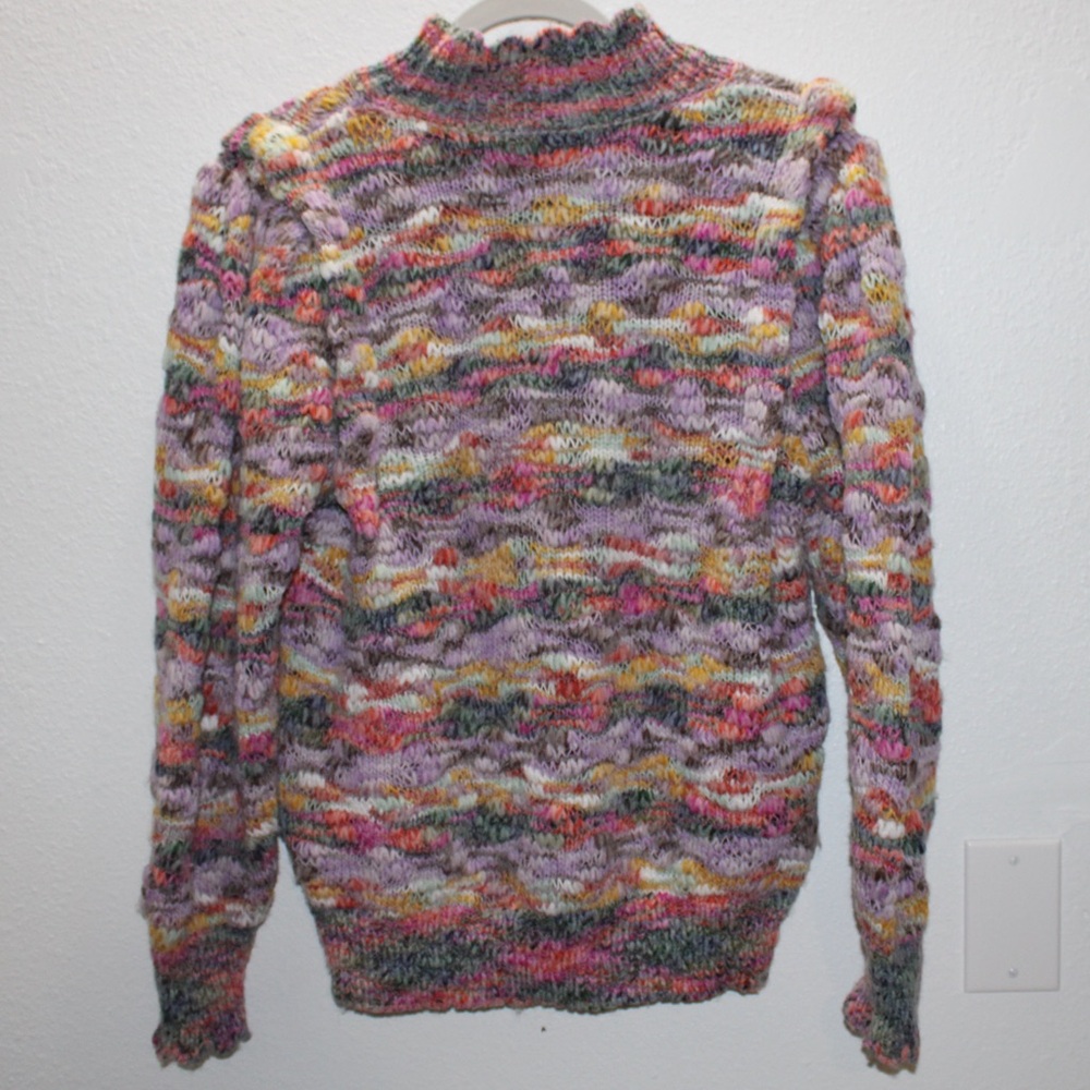 Democracy Multicolor Mock Neck Scalloped Edge Long Sleeve Sweater Women's‎ Large
